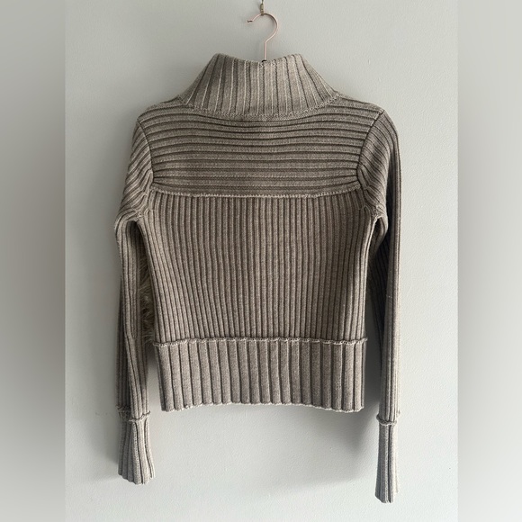 Club Monaco Camel Coloured Wool Faux Fur Knit Cardigan Size XS - Picture 4 of 7